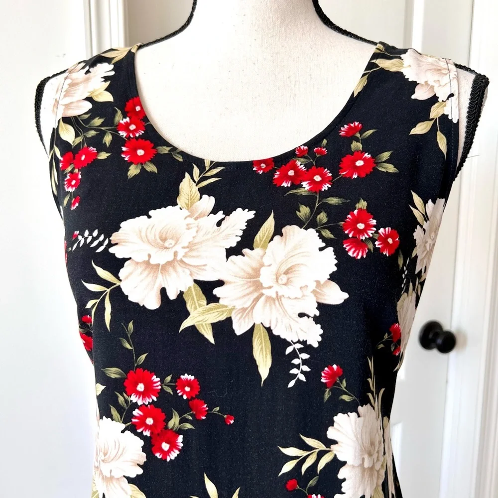 Vintage R&K ORIGINALS Petite Sleeveless Floral Belted Midi Dress—SZ. 10P - Picture 3 of 14